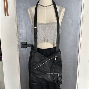 Motto zippered black Crossbody Bag - Tom Ford style